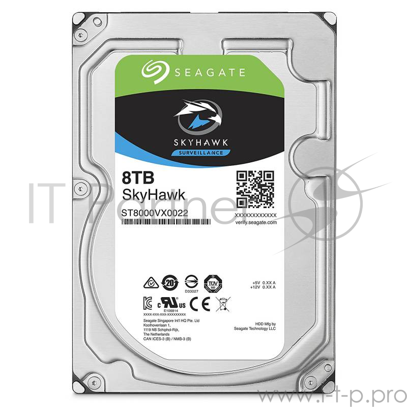 Жесткий диск 8TB Seagate SkyHawk (ST8000VX0022) {SATA 6 Гбит/с, 7200 rpm, 256 mb buffer,3.5, для видеонаблюдения}