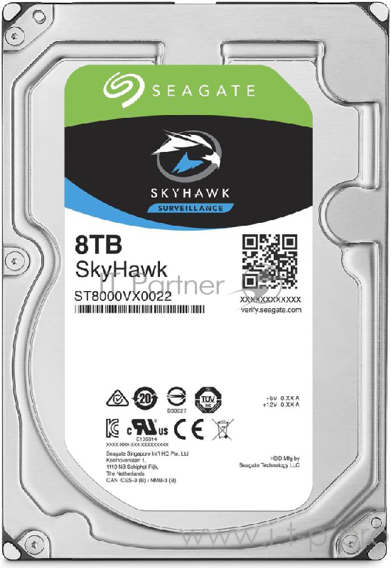 Жесткий диск 8TB Seagate SkyHawk (ST8000VX0022) {SATA 6 Гбит/с, 7200 rpm, 256 mb buffer,3.5, для видеонаблюдения}