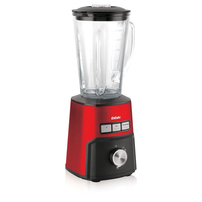 Блендер BBK KBS1025 красный/черныйМакс. мощность 1000 Вт. 20000 об/мин. Тип: стационарный. Материал корпуса: пластик/нерж.сталь. Объем чаши макс: 1,8 л. Материал чаши: стекло. Плавная регулировка скорости (от min до max). Режим Пульс. Функция Колка л