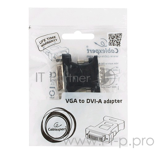 Переходник Cablexpert Переходник VGA-DVI, 15M/25F, черный, пакет (A-VGAM-DVIF-01)
