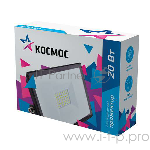 Прожектор КОСМОС 20Вт 1600лм 6500к ip65 с датчиком движения и освещенности k_pr5_led_20s
