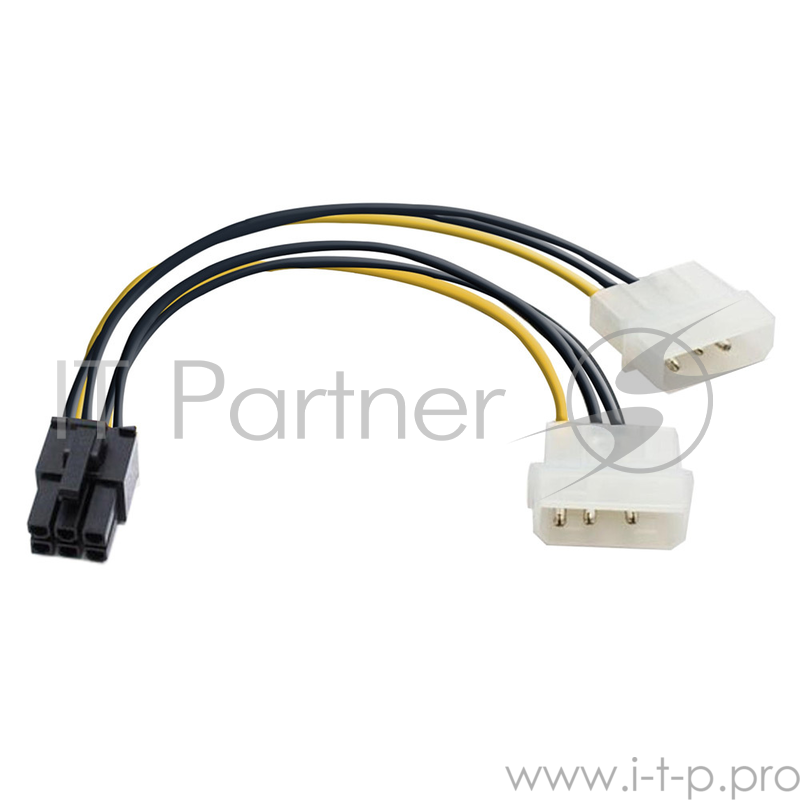 Переходник Exegate EX138937RUS Переходник питания PCI-Express 6pin (от 2х разъемов Molex (IDE) блока питания), 15см Exegate