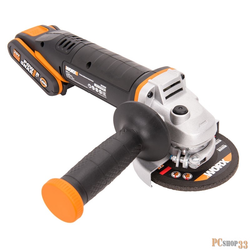Угловая шлифмашина аккумуляторная WORX WX800 20В, 115 мм, 2*2,0Ач, кейс