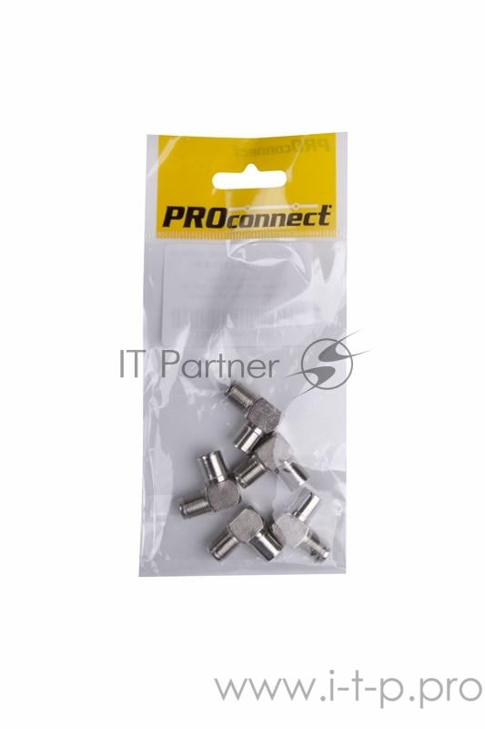 Переходник PROCONNECT (05-4311-4-9) ПЕРЕХОД гнездо F - штекер TV угловой (ПАКЕТ БОБ) 5шт