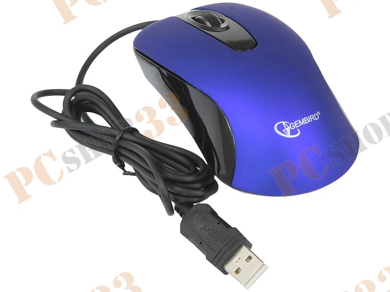 Оптическая мышь Gembird MOP-400-B, 2кн.+скр., сине-черный (USB)