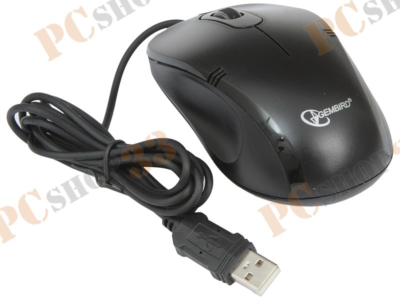 Оптическая мышь Gembird MOP-100, 2кн.+скр., черный (USB)