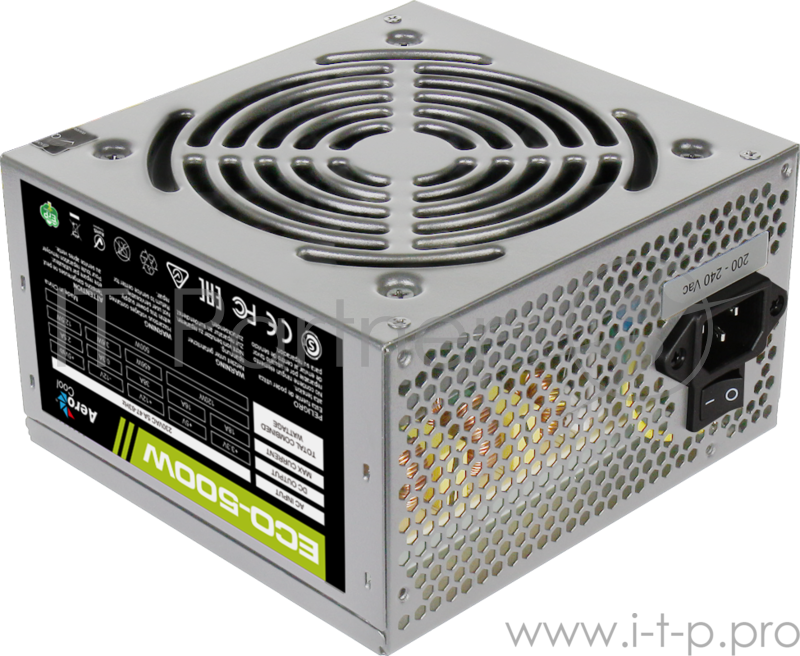 Блок питания Aerocool 500W Retail ECO-500W ATX v2.3 Haswell, fan 12cm, 400mm cable, power cord, 20+4