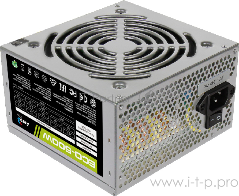 Блок питания Aerocool 500W Retail ECO-500W ATX v2.3 Haswell, fan 12cm, 400mm cable, power cord, 20+4