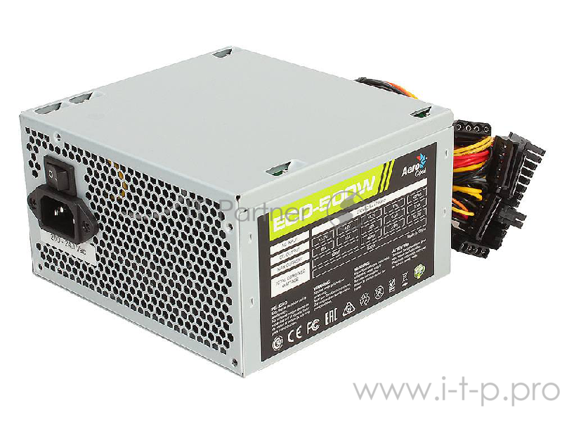 Блок питания Aerocool 500W Retail ECO-500W ATX v2.3 Haswell, fan 12cm, 400mm cable, power cord, 20+4