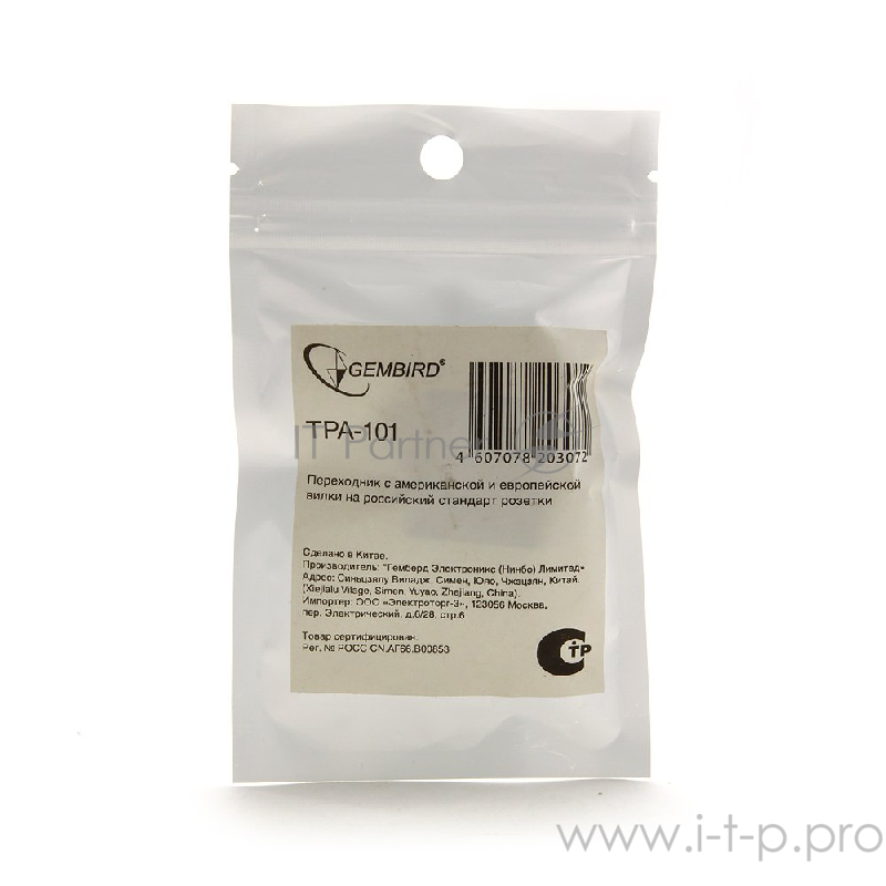 Переходник Gembird Переходник , с вилки EU,US в RU (TPA-101)