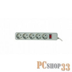 PC PET Сетевой удлинитель AP01006-E-GR 1.8м (5 розеток, IEC 320, EURO/RUS), серый {619888}