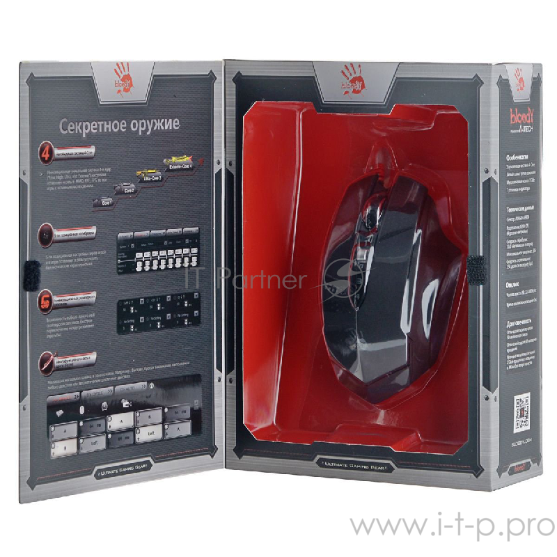 Мышь A4 Bloody TL70 Terminator черный/серый лазерная (8200dpi) USB2.0 игровая (8but)