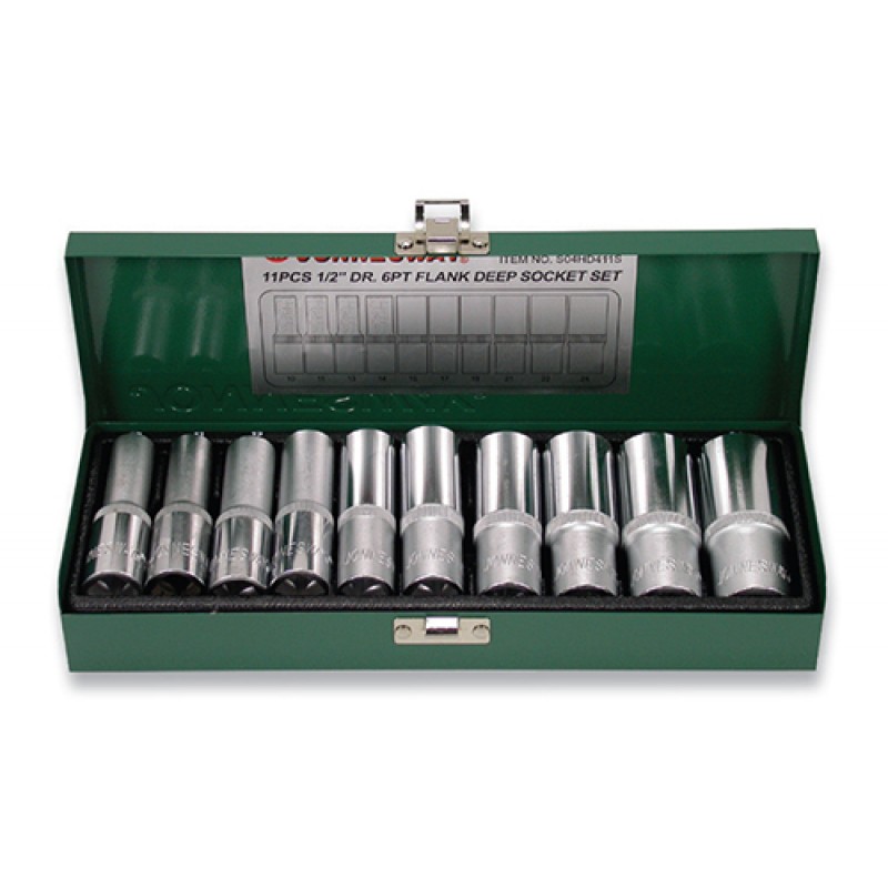 JONNESWAY S04HD411S Набор головок торцевых глубоких 1/2DR, 10-24 мм, 11 предметов