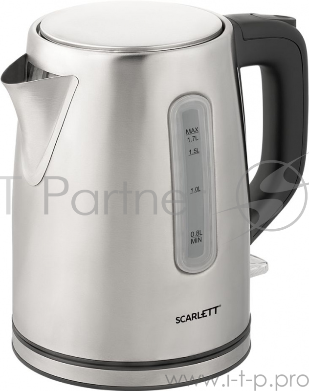 Чайник Scarlett, SC-EK21S91 нержавейка Металл, 1,7л, 2200Вт, защита от включения без воды. Цвет сталь, шкала