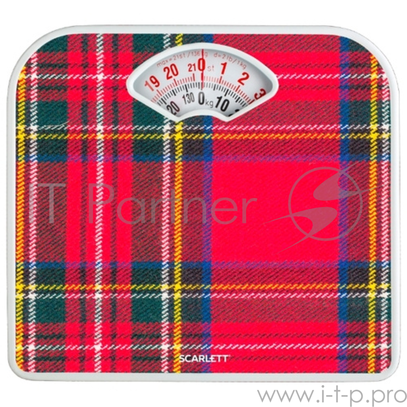 Весы напольные механические Scarlett, SC-BS33M042 шотланд до 130кг, дел 1кг, пластик, дизайн квадраты различного цвета.