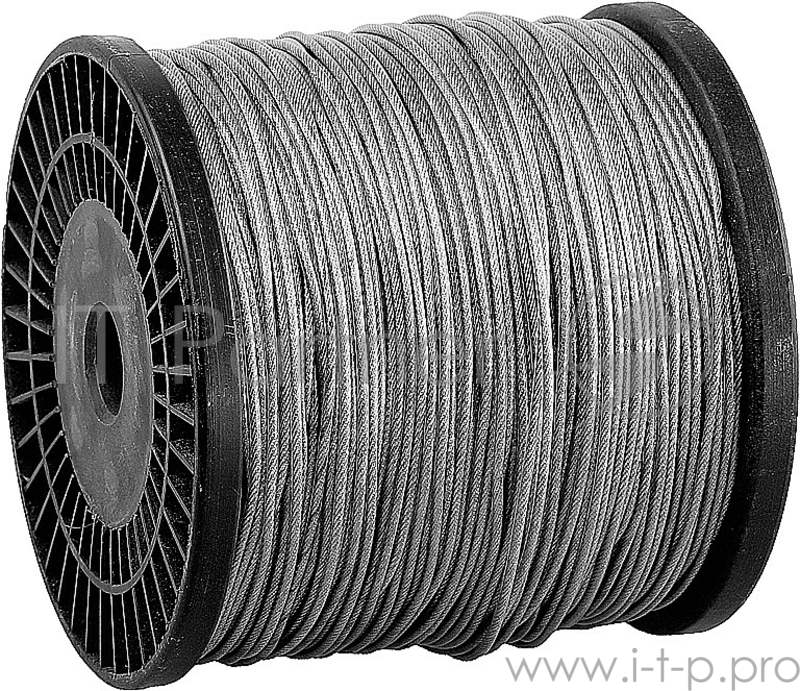 Трос стальной ЗУБР Профессионал DIN 3055 в оплетке ПВХ d=2/3 мм L=200 м оцинкованный