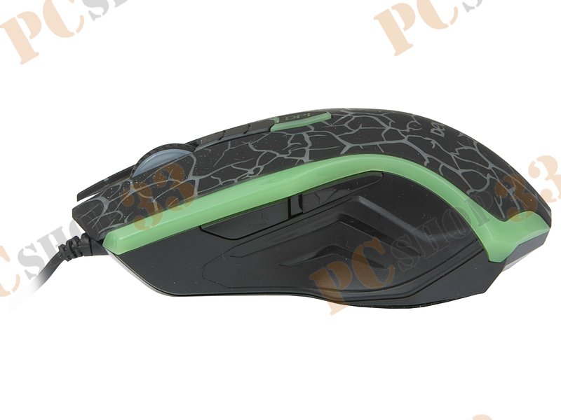 Оптическая мышь Delux M556, 5кн.+скр., черно-зеленый, с рисунком (USB)