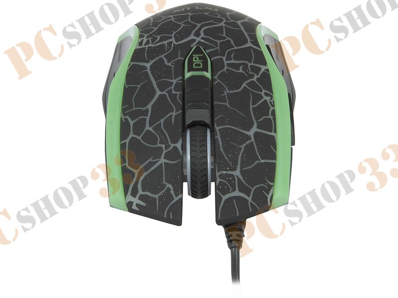 Оптическая мышь Delux M556, 5кн.+скр., черно-зеленый, с рисунком (USB)