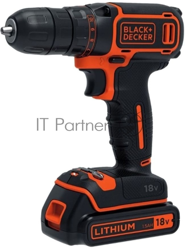 Дрель-шуруповерт аккумуляторная BLACK&DECKER BDCDC18B-QW 18В 0-650 об/мин 10.3/30 Нм 2х1.5Ач Li-Io