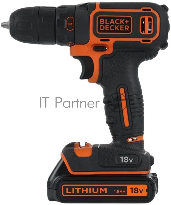 Дрель-шуруповерт аккумуляторная BLACK&DECKER BDCDC18B-QW 18В 0-650 об/мин 10.3/30 Нм 2х1.5Ач Li-Io