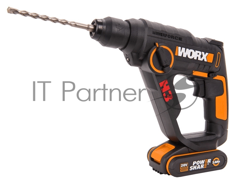 Перфоратор аккумуляторный аккумуляторный WORX WX390.1, 20В, 2 Ач x2, кейс