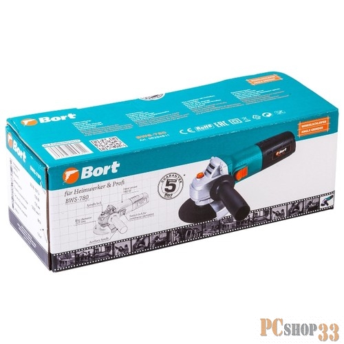 Углошлифовальная машина Bort BWS-780 780Вт 12000об/мин рез.шпин.:M14 d=125мм