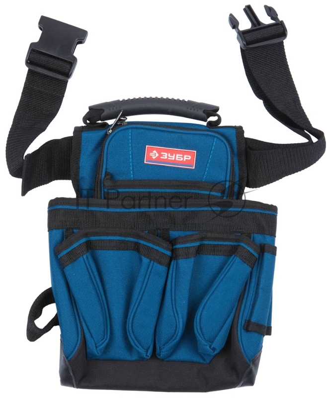 Ручной инструмент Подсумок поясной ЗУБР ЭКСПЕРТ, держатель для молотка, дополнительная ручка для переноски, 7 карманов 38634