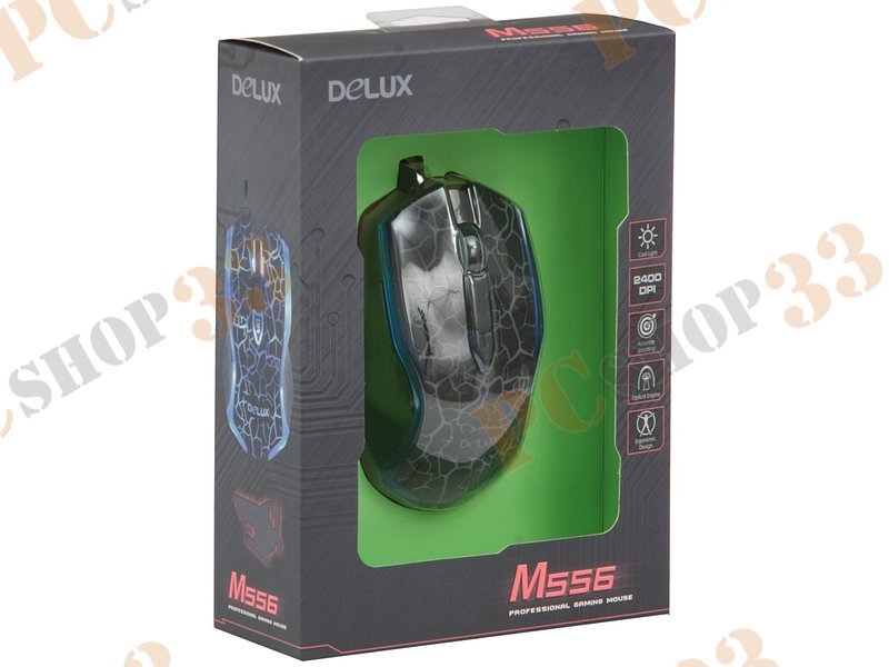 Оптическая мышь Delux M556, 5кн.+скр., черно-синий, с рисунком (USB)