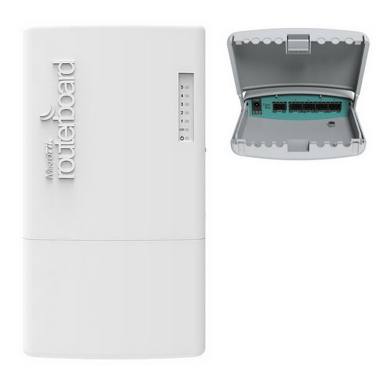 Сетевое оборудование MikroTik CRS105-5S-FB (FiberBox) Маршрутизатор уличный 5x 1.25G Ethernet SFP, POE