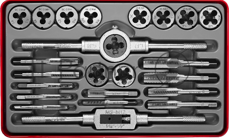 Набор метчиков и плашек ЗУБР 28116-H24_z01 МАСТЕР сталь 9ХС, 24 предмета