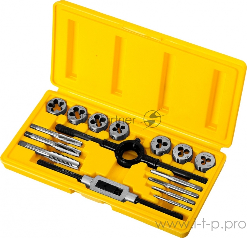 Набор STAYER 28010-H16_z01 MASTER метчикодерж., плашкодерж., метчики 7шт, плашки 7шт, 16 предметов