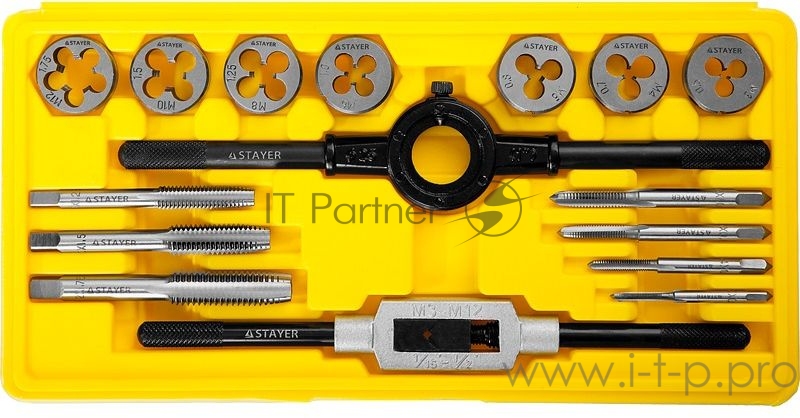 Набор STAYER 28010-H16_z01 MASTER метчикодерж., плашкодерж., метчики 7шт, плашки 7шт, 16 предметов