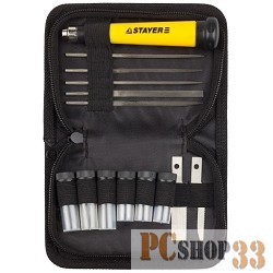 Набор STAYER “MASTER” 09145-H38 для точных работ:нож+ лезвия разл.формы+ надфили+ чехол 38предм.