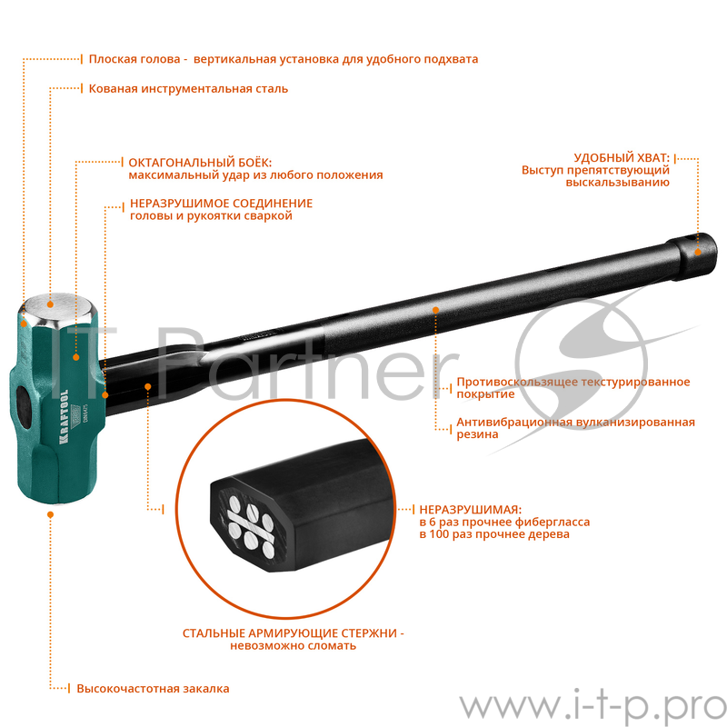 Кувалда KRAFTOOL STEEL FORCE 2009-5 5кг c армированной рукояткой