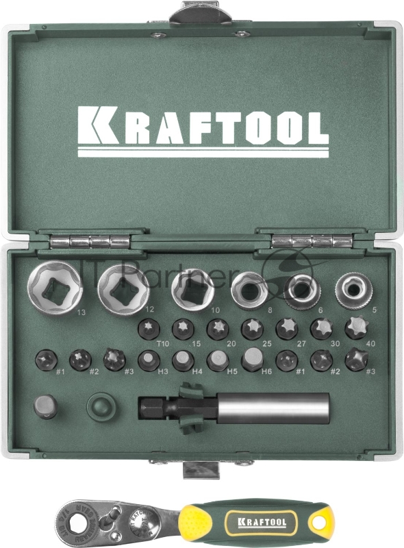Набор бит KRAFTOOL ЕХPERT X-Drive 26065-H26 кованый торсион Cr-Mo система насечек NSS 26шт в боксе
