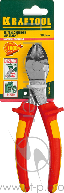 Бокорезы KRAFTOOL 2202-6-18_z01 electro-kraft усил. cr-mo сталь двухкомп. рукоят. хром. покр. 180мм