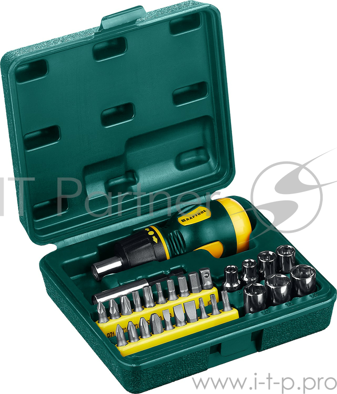 Набор KRAFTOOL 25556-H29 реверсивная с битами и торцовыми головками. 29 предметов