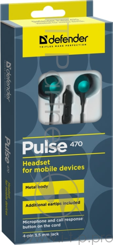 Гарнитура Defender Pulse-470 черный+зеленый, вставки