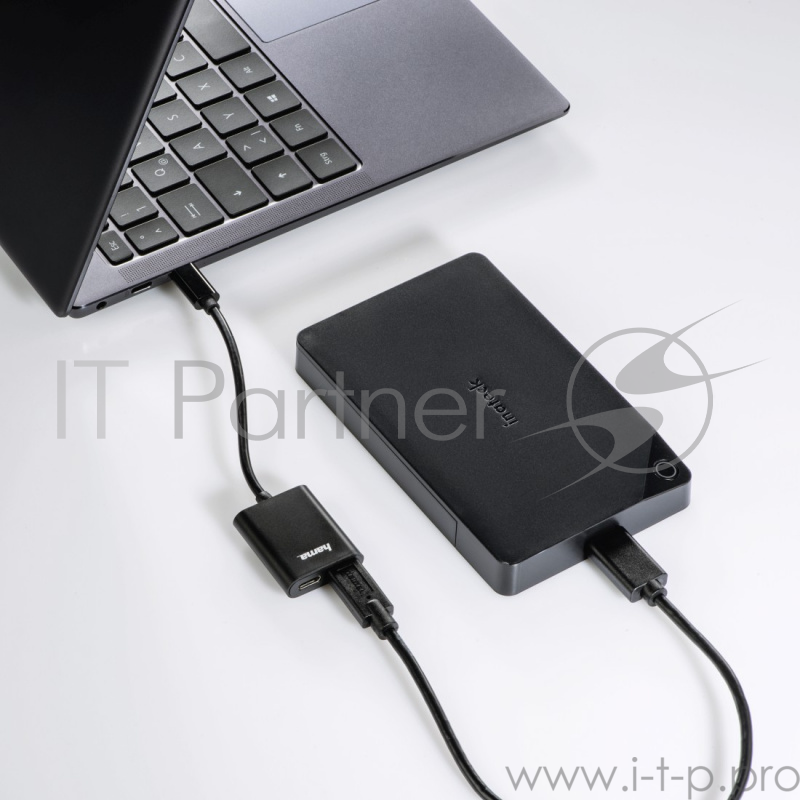 Разветвитель USB-C Hama 00135749 2порт. черный
