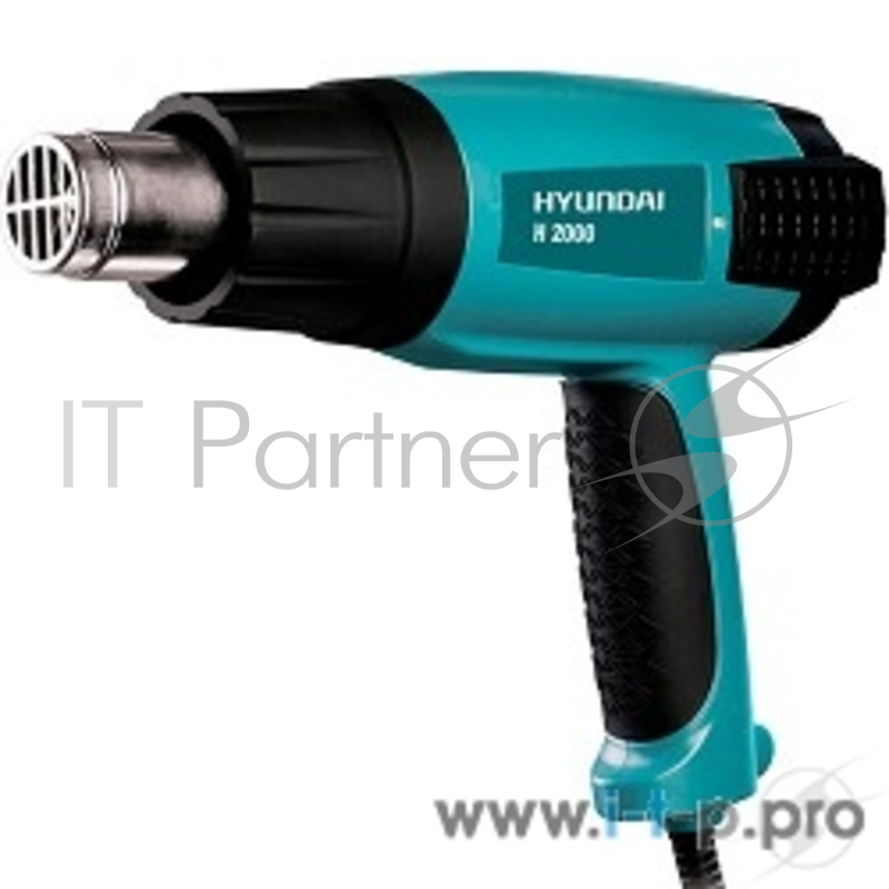 Фены HYUNDAI Фен строительный H 2000 { 2000Вт, 350°С/550°С, 300/500 л/мин, 2 режима работы, 0,6 кг + кейс+ 4 насадки }