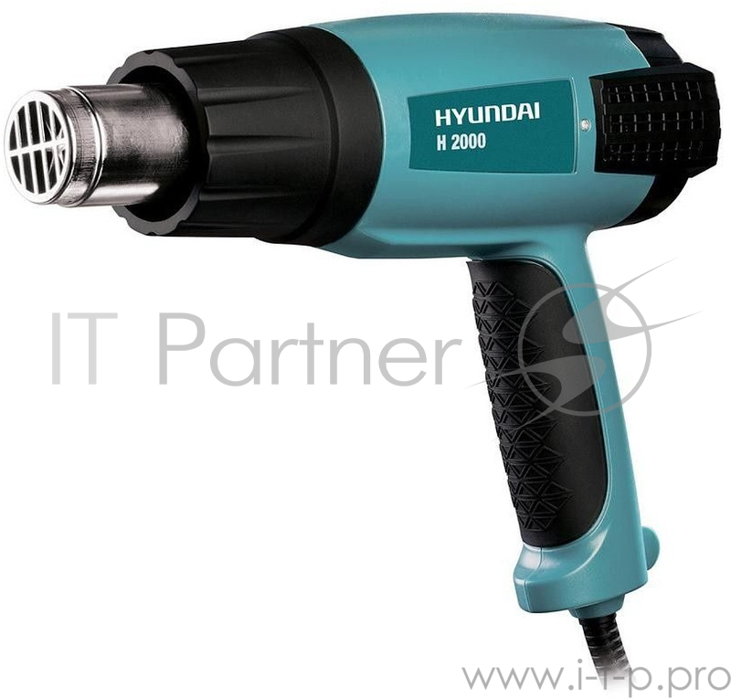 Фены HYUNDAI Фен строительный H 2000 { 2000Вт, 350°С/550°С, 300/500 л/мин, 2 режима работы, 0,6 кг + кейс+ 4 насадки }