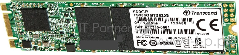 Накопитель SSD M.2 Transcend 960Gb MTS820 <TS960GMTS820S> (SATA3, up to 560/520MBs, 75000 IOPs, 3D TLC, 22х80мм)