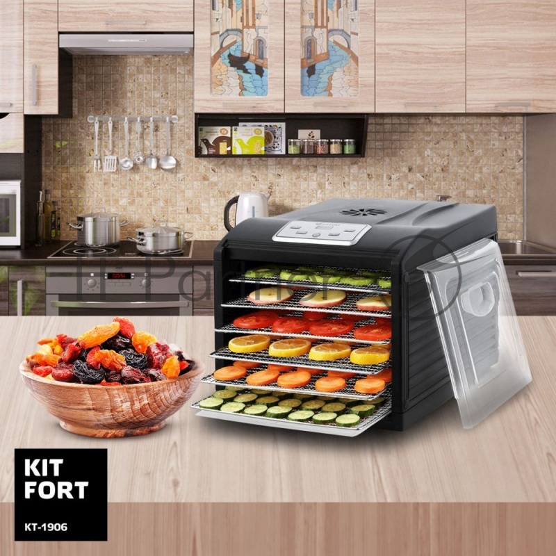 Сушка для фруктов и овощей Kitfort КТ-1906 6под. 500Вт черный