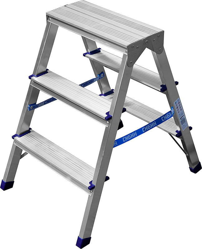 Лестницы, стремянки Лестница-стремянка двухсторонняя алюминиевая, СИБИН 38825-03, 3 ступени 38825-03