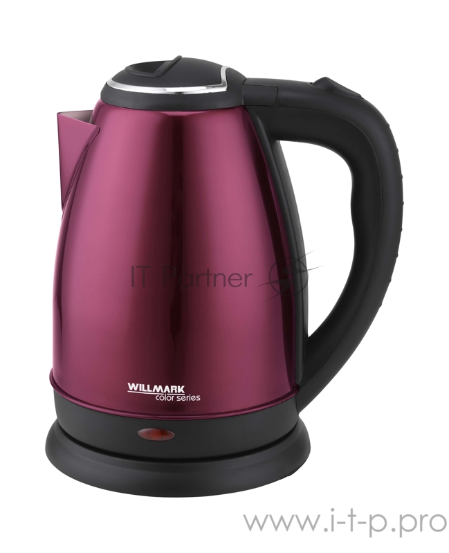 Чайник электрический WILLMARK WEK-1808SS, нержавейка, 1.8л, 1800Вт, Вишневый