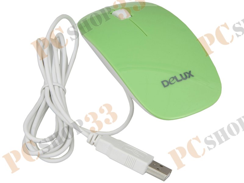 Оптическая мышь Delux DLM-111, 2кн.+скр., зелено-белый (USB)