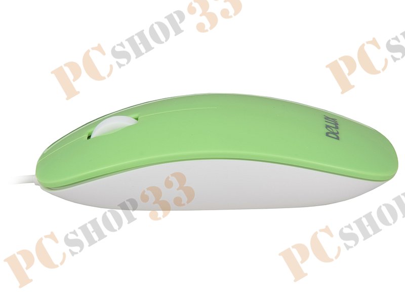 Оптическая мышь Delux DLM-111, 2кн.+скр., зелено-белый (USB)