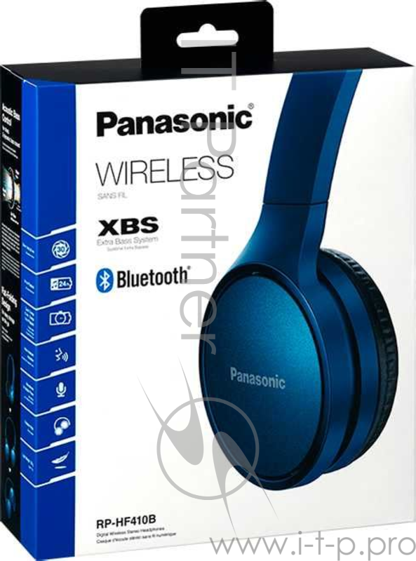 Наушники Panasonic RP-HF410BGCA синий,Bluetooth, USB-кабель 0,5 м, микрофон