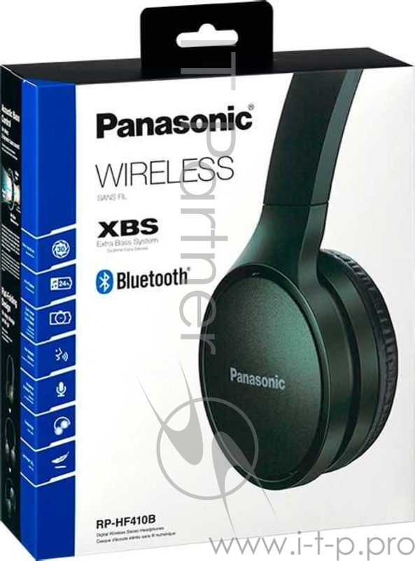 Наушники Panasonic RP-HF410BGCG зелёный,Bluetooth, USB-кабель 0,5 м, микрофон