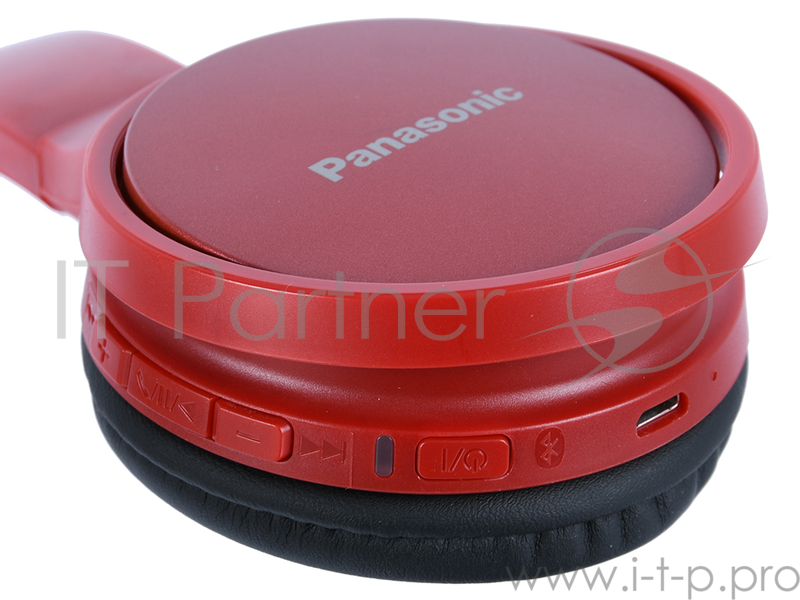Наушники Panasonic RP-HF410BGCR красный,Bluetooth, USB-кабель 0,5 м, микрофон